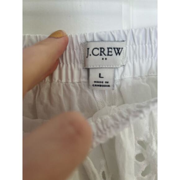 J.Crew Factory Women's L White Eyelet Skirt Midi Cotton Pockets Lined Floral - Picture 4 of 13